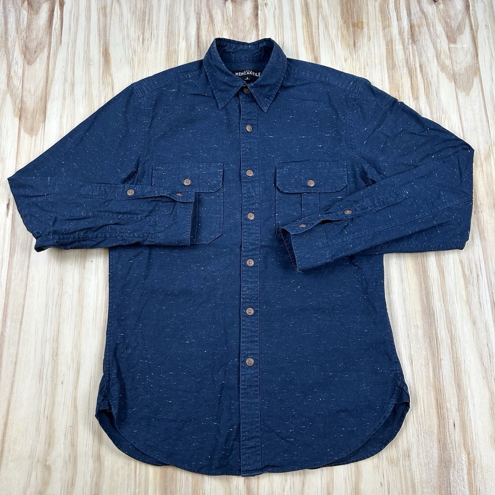 J.Crew Mercantile Men's Small Blue Chambray Speckled Button Shirt Casual